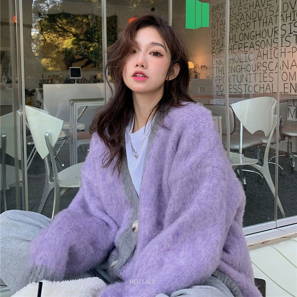 Áo Khoác Cardigan Dệt Kim Mềm Mại Tay Dài Dáng Rộng Cổ Chữ V Phong Cách Phương Tây Dành Cho Nữ