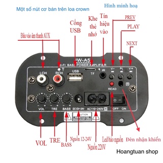 Mạch loa crown 5 6 7 8 có bluetooth( có video shop lắp crown 8 đế tròn).