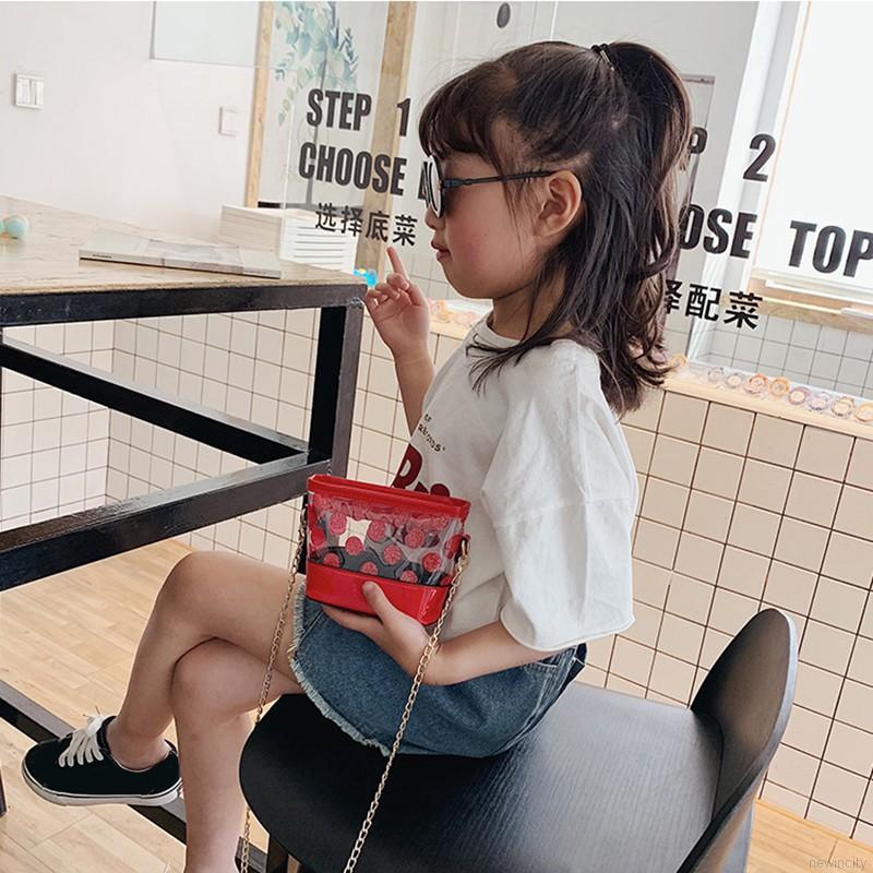 Túi xách da PU phối họa tiết chấm bi xinh xắn cho bé gái