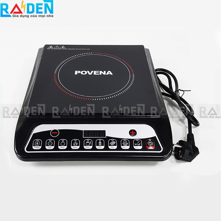 Bếp điện từ 2000W Povena PVN-2125 mặt kính pha lê chịu sốc nhiệt, chống va đập