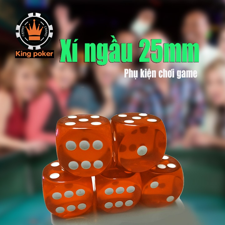 Bộ 5 viên xí ngầu đỏ size lớn 25mm dùng trong quán bar KTV