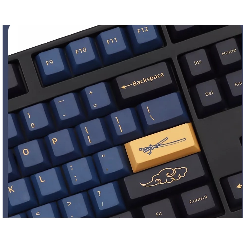 Set Keycap Cho Bàn Phím Cơ - Blue Samurai - Profile Cherry 151 Phím - PBT Dyesub - Hộp và khay nhựa chuẩn- Keypuller dài