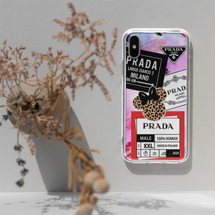 Ốp kính Silicone dẻo hình logo Prada chống trơn riêng chỉ Iphone JC20200800076