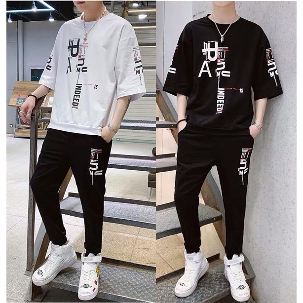 Bộ Quần Áo Thun Nam Ngắn Tay In Chữ Và Họa Tiết Trẻ Trung SET NAM 9000046