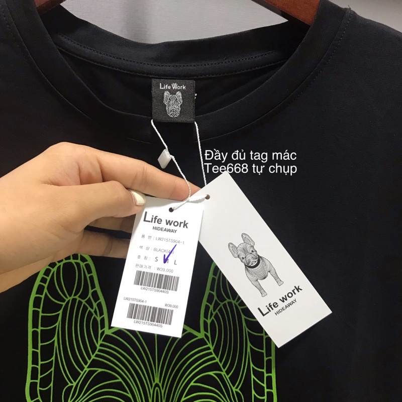 Áo phông in hình chó xanh life work form âu, tay lỡ, rep11 Tee668