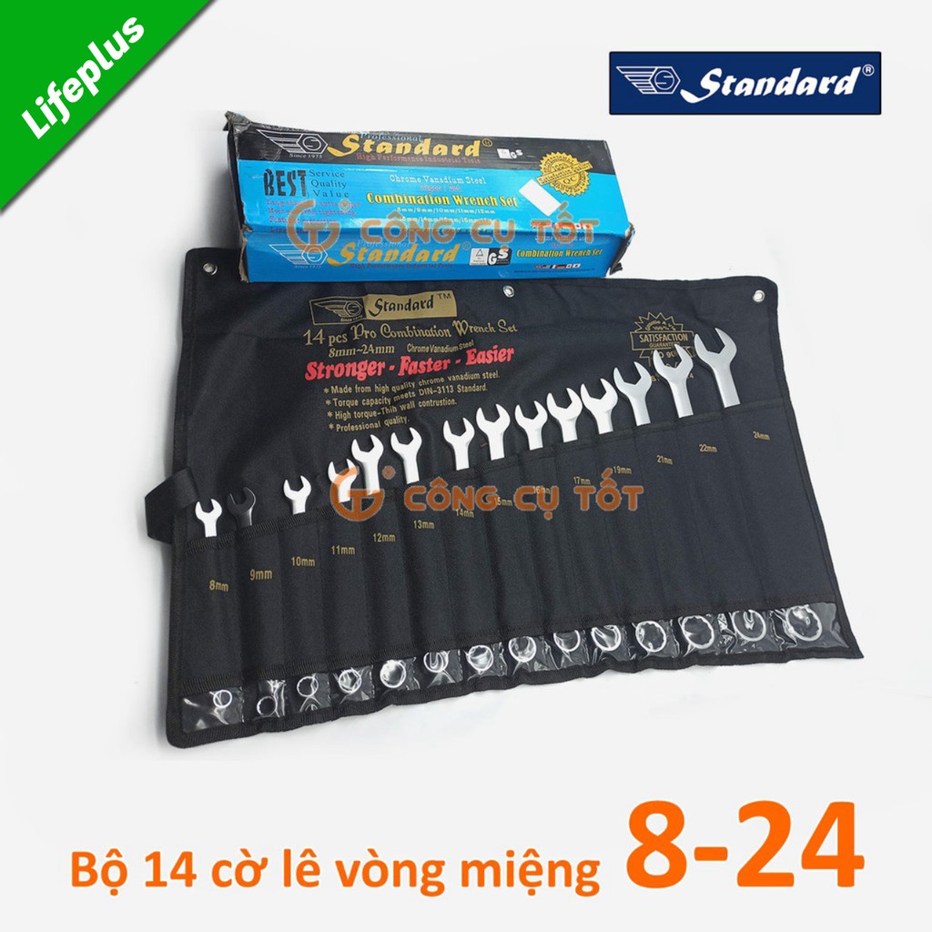 Bộ 14 cờ lê vòng miệng 8-24mm Standard Đài Loan