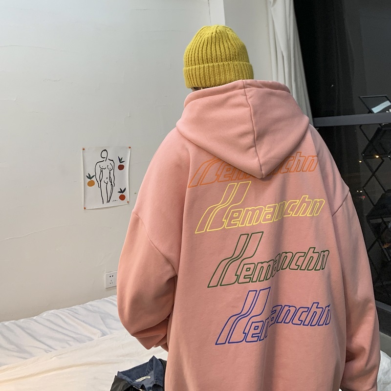Áo hoodie tay dài dáng rộng kiểu Hàn Quốc phong cách xuân thu năng động dành cho nam 2021