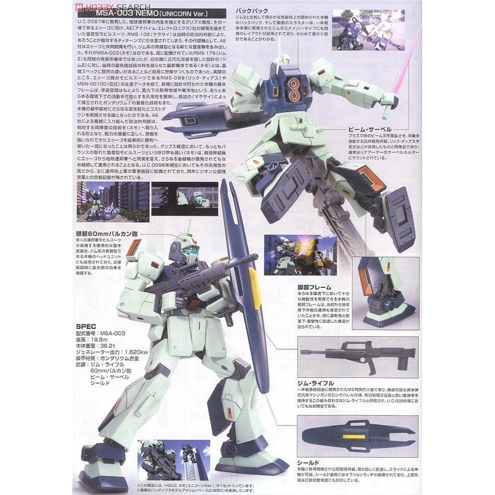 Bộ mô hình lắp ráp 1/144 HG UC NEMO
