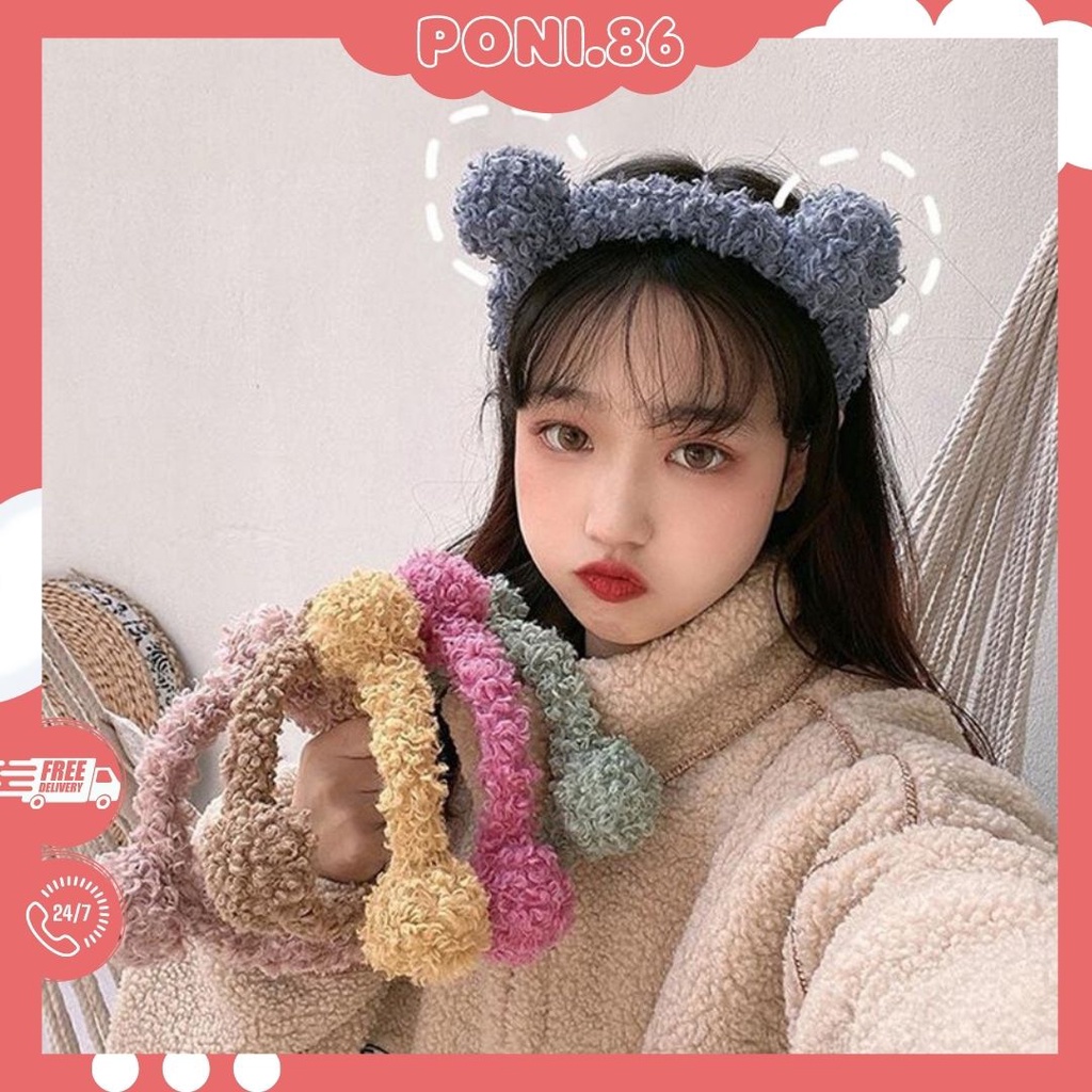 Băng Đô tai mèo len xù xinh xắn cute, thun rửa mặt phong cách Hàn Quốc