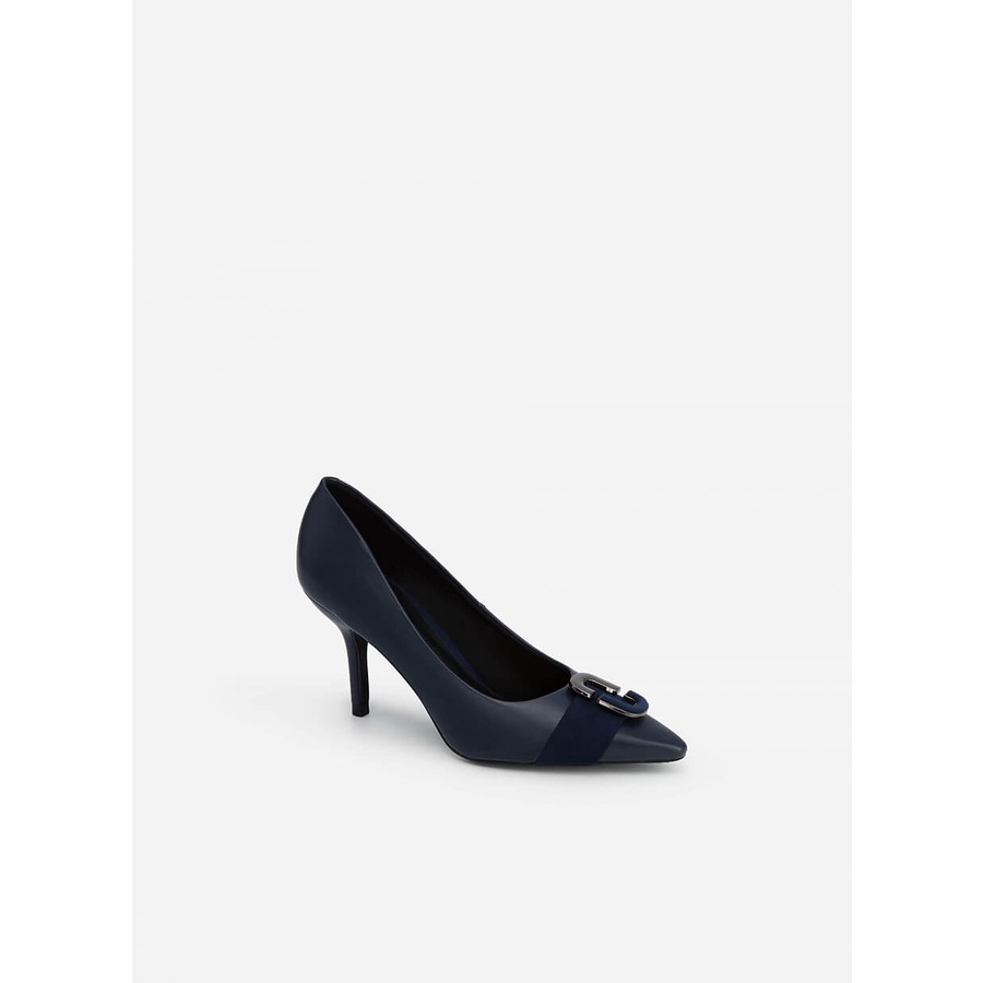 Vascara Giày Cao Gót Đính Khóa Kim Loại Phối Nubuck - BMN 0493 - Màu Xanh Navy