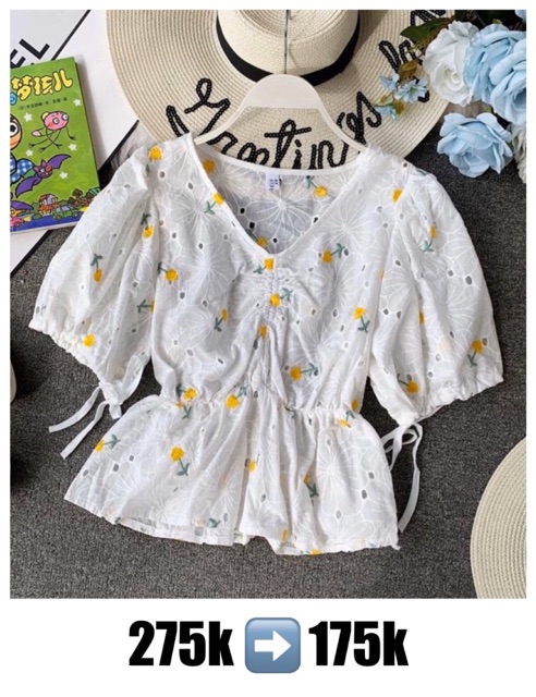 Áo chun eo thêu sale