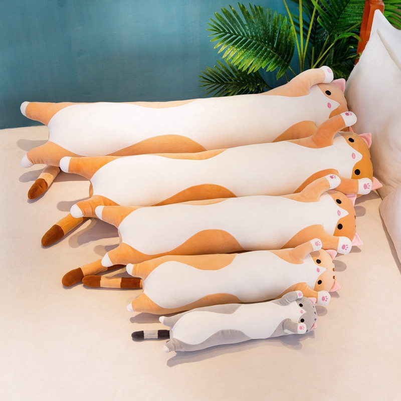 Long cat pillow plush toy girl's birthday gift