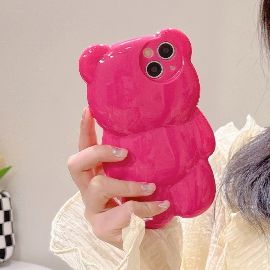 Ốp Điện Thoại Mềm Họa Tiết Hoa Hồng Và Gấu 3D Dễ Thương Cho Iphone 12 pro max 11 pro max xs max xr x 13proamx plus