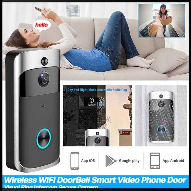 Chuông Cửa Có Camera Thông Minh Zevaret V5 720p Kết Nối Wifi Chống Thấm Nước