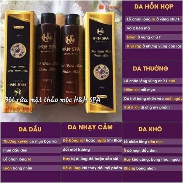 Bột rữa mặt thảo dược H&H spa