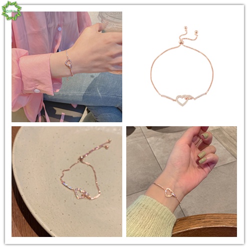 Vòng Tay Mặt Trái Tim Rỗng Đơn Giản Phong Cách Hàn Quốc Có Thể Điều Chỉnh Cho Nữ
