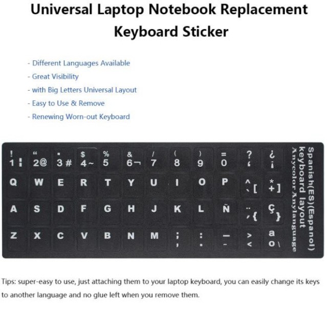 Miếng Dán Bàn Phím (Dùng cho phím laptop bi mờ) hoặc bàn phím muốn thay thế ngôn ngữ bàn phím