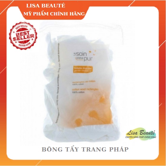 Bông tẩy trang Pháp 600 miếng 5x5cm/ miếng 100% coton siêu mềm siêu thấm