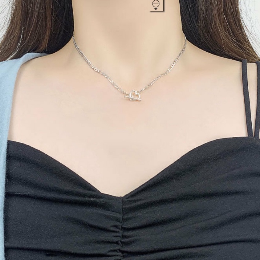 Dây chuyền bạc ý 925 trái tim móc tròn vòng cổ nam nữ