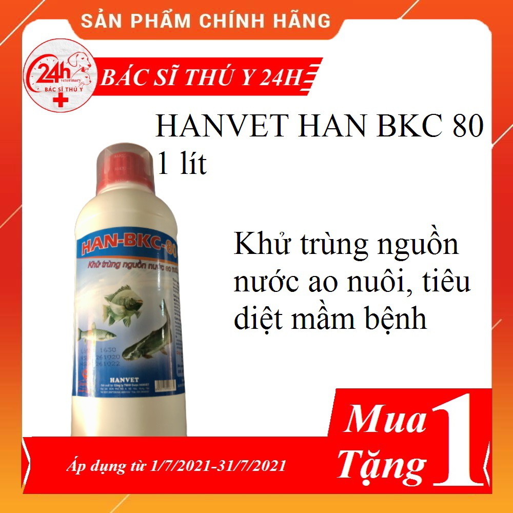 HANVET HAN BKC 80 1 lít khử trùng nguồn nước ao nuôi, tiêu diệt mầm bệnh