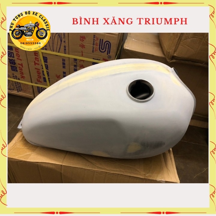 Bình xăng Trium độ xe Classic, thùng xăng lớn khóa lệch dung tích 10 lít chất thép dày dặn bả sẵn matit chỉ việc sơn
