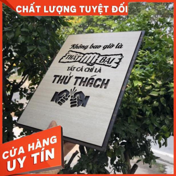 [Không bao giờ là thất bại, tất cả chỉ là thử thách] Tranh treo tường Gỗ trang trí phòng tạo động lực 20x27cm