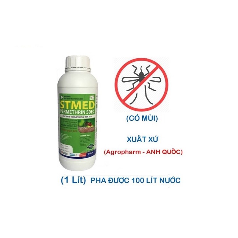 Thuốc diệt côn trùng Nhập Khẩu Anh quốc- STMED PERMETHRIN 50EC chai 1 lít