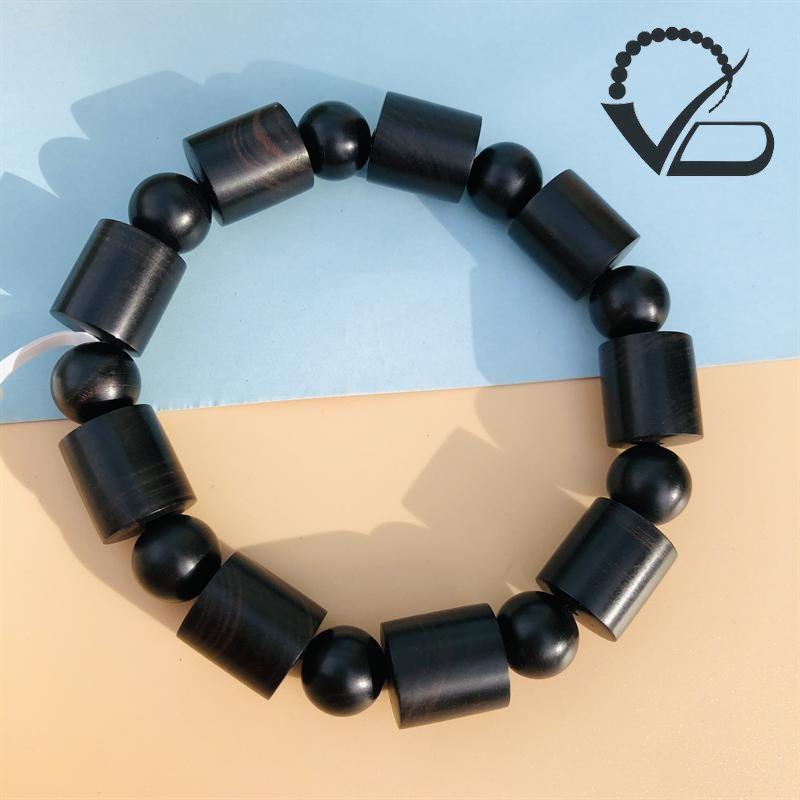 Vòng Tay gỗ Mun Kiểu Đốt Trúc nhiều cỡ hạt 6MM -8MM -10MM -12MM-14MM CNC VĂN BÉ