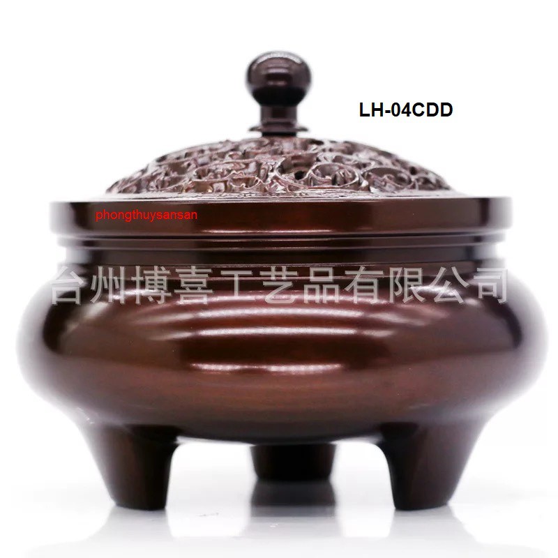 Lư Hương Đốt Trầm 3 Chân Chất Liệu Đồng (LH500G) - Đẹp Tinh Sảo - Tặng 10 Nụ Trầm