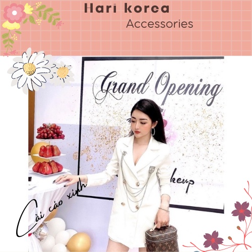 Ghim cài áo đính đá hot girl,tang cài áo chan€l sang chảnh - Hari Korea Accessories