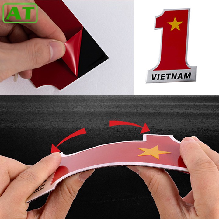 Combo 4 Logo Biểu Tượng Cờ Việt Nam Hợp Kim Không Gỉ Trang Trí Ô Tô Xe Hơi