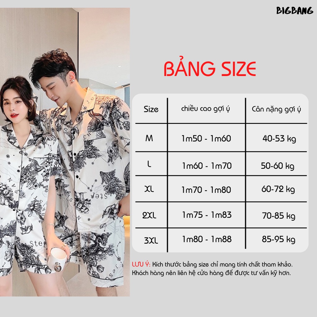 Đồ Bộ Pijama Nam Nữ Bigbang Luxury Chất Lụa Cao Cấp Đồ Ngủ Dành Cho Cặp Đôi Quà Tặng Sang Trọng