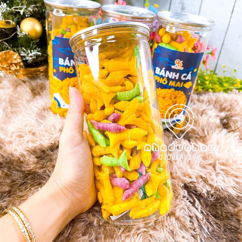 Một lon bánh cá phomai giòn rụm hàng cty VN chất lượng cao lon 300gam