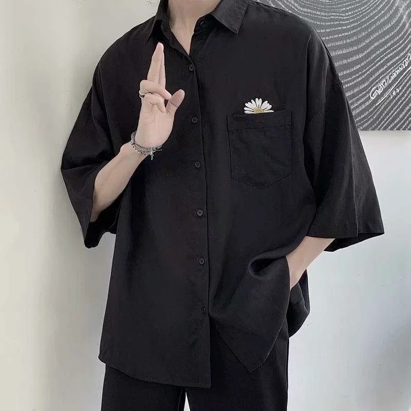 Áo sơ mi ngắn tay form rộng in họa tiết thời trang dành cho nam