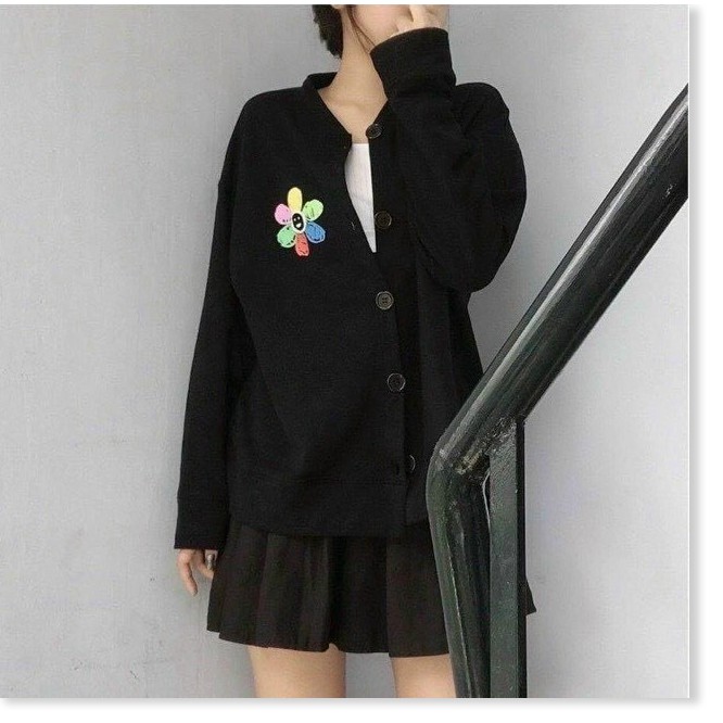 Áo Khoác Cardigan Nam Nữ Đều Mặc Được Phối Hoa Hướng Dương Bảy Màu Cực XInh