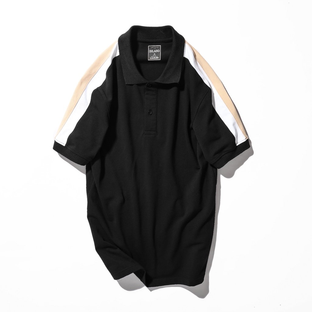 Áo thun polo nam phối sọc vai DILANO , Chất liệu cotton cá sấu cao cấp APD11 | BigBuy360 - bigbuy360.vn