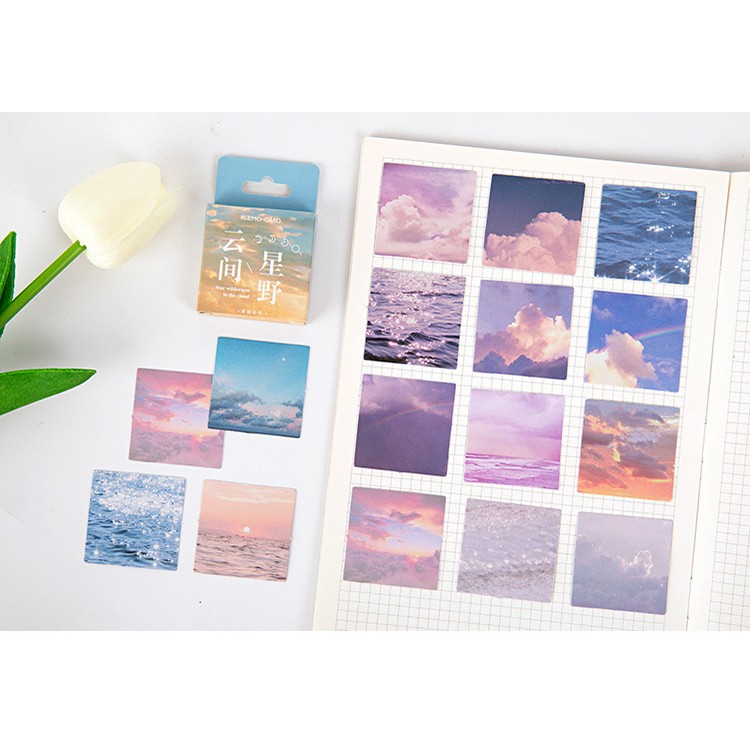 Hộp 46 miếng sticker mẫu bầu trời và biển cả