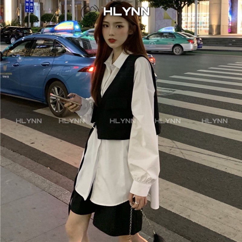 Set áo sơ mi form rộng và gile m83 | BigBuy360 - bigbuy360.vn