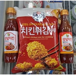 Combo bột chiên gà 1kg và sốt gà chiên rán 440g Hàn Quốc - 치킨 튀김가루과 양념 치킨소스
