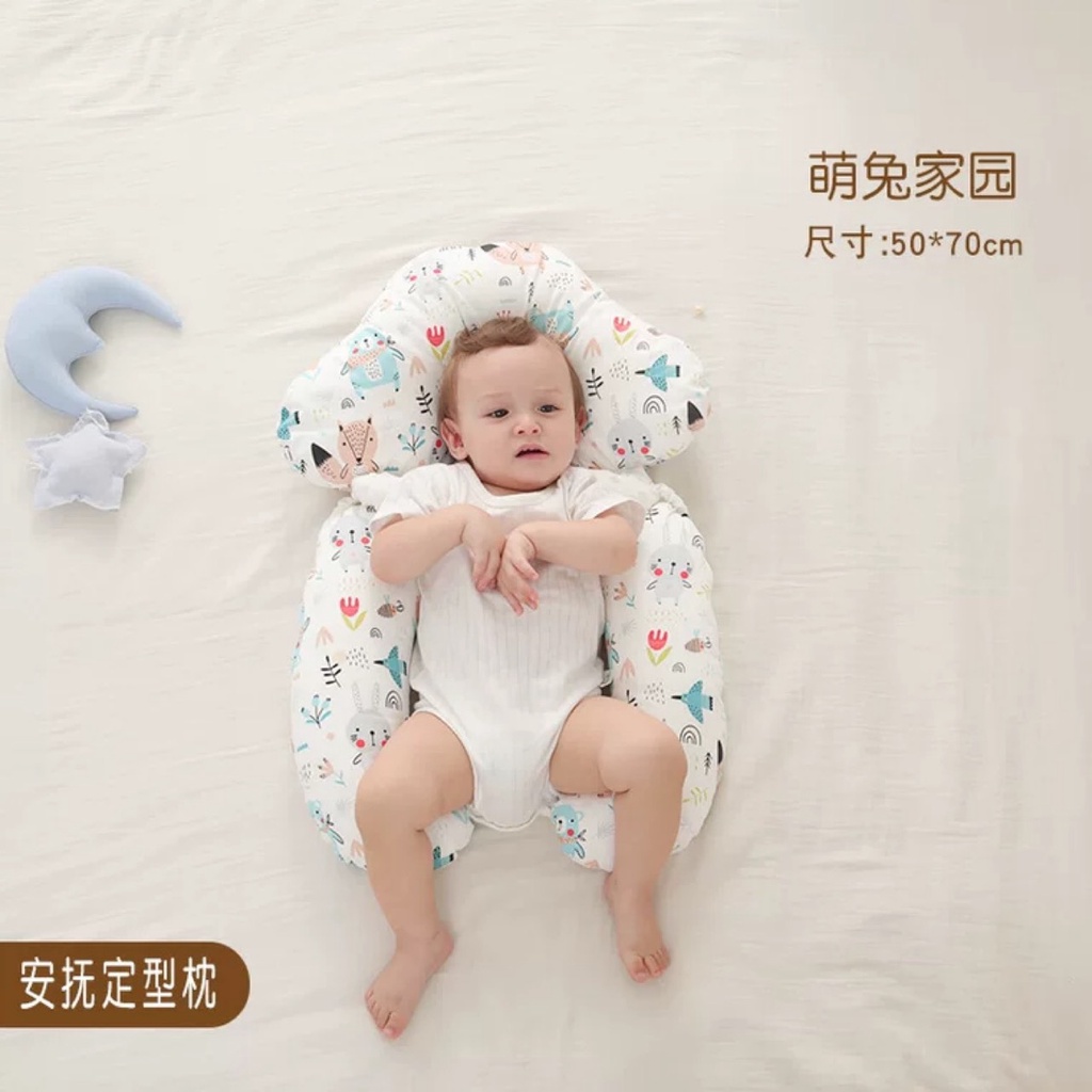 Gối Ôm Chữ U Cho Bé Chống Méo Đầu, Giật Mình Chất Cotton Siêu Mềm Mát