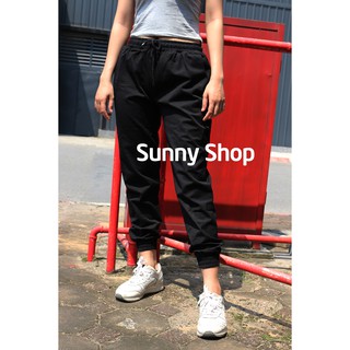Quần jogger nữ kaki co dãn màu đen