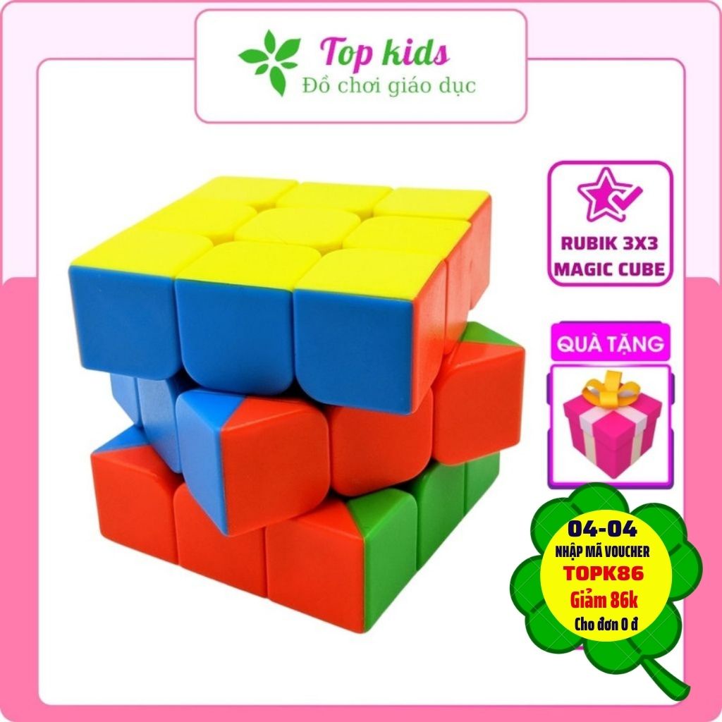 Rubic 3x3 Giá Rẻ Magic Cube Rubik 3 tầng Stickerless không viền chính hãng xếp hình rubik 3x3  - Topkids