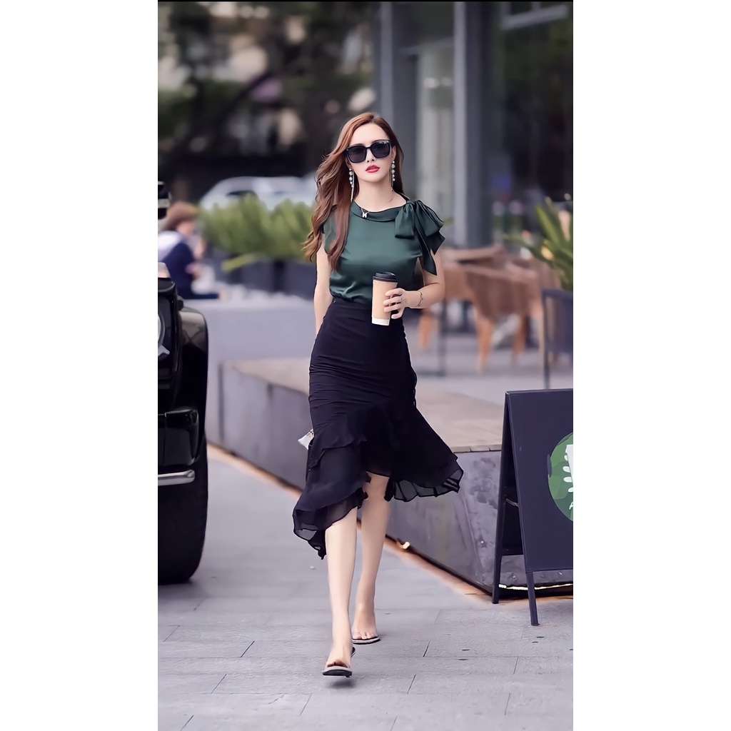 Chân váy công sở bèo nhiều tầng nữ cao cấp Lely Fashion CV463