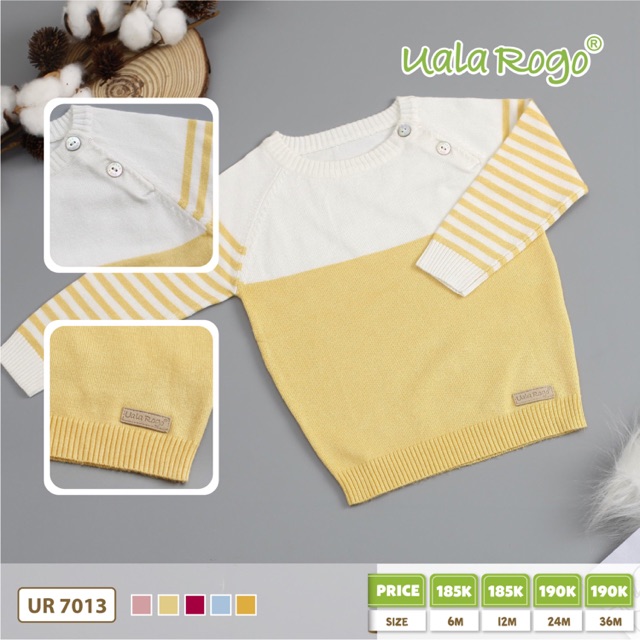 [UALAROGO]Áo len Uala rogo kẻ tay raglan