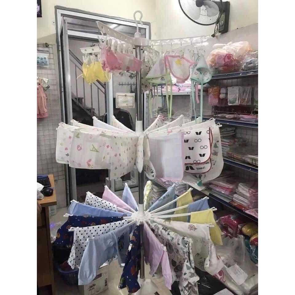 Giá treo phơi đồ cho bé, tất vớ, khăn xoay 360, có thể gấp gọn phơi được nhiều đồ