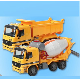 Xe trộn bê tông đồ chơi trẻ em cỡ trung bình tỉ lệ 1:16 xe chạy đà có âm thanh và đèn