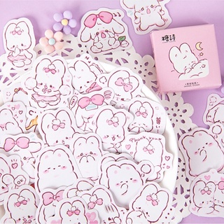 Hộp 45 miếng dán sticker thỏ hồng trang trí sổ