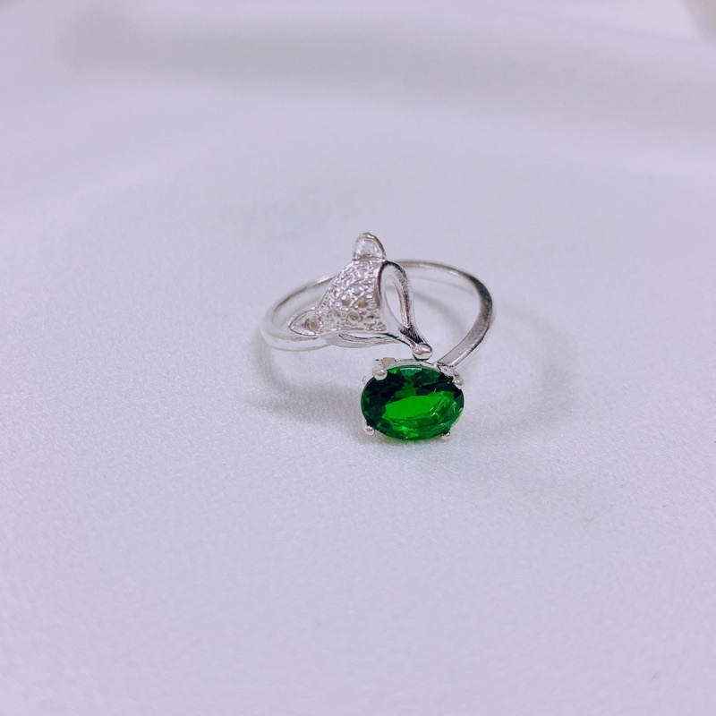 Nhẫn hồ ly đính đá to dạng hở LINH MIU SILVER, Nhẫn nữ bạc ta