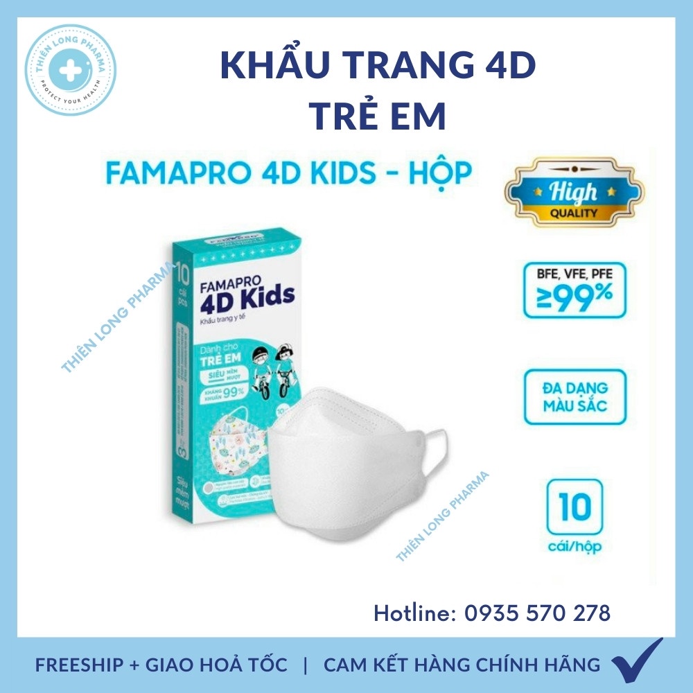 [ Hộp 10 Cái] Khẩu Trang Trẻ Em 5D BIDEN, 3 lớp kháng khuẩn cho bé, Hàng Chính Hãng Công Ty