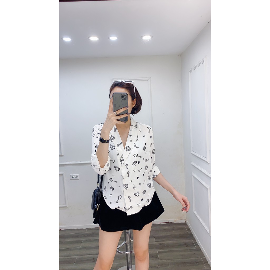 Áo sơ mi lụa cổ vest